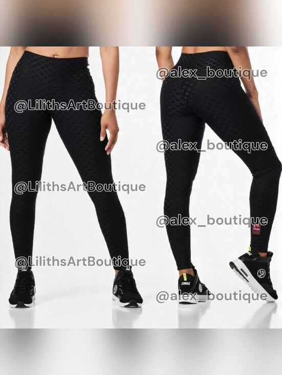 Zumba Fitness Pants - Zumba Love High Waisted Ankle Leggings Bold Black Size S (E048)